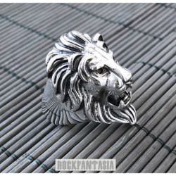 Big lion ring sterling silver mens heavy