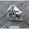 Big lion ring sterling silver mens heavy