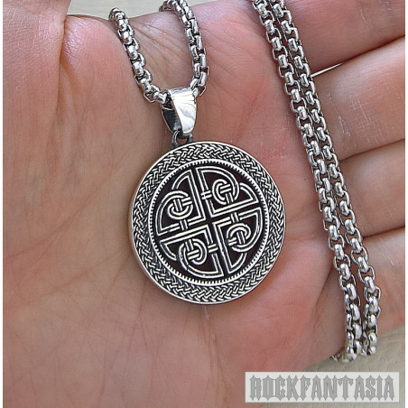 Celtic Knot heavy solid 925 sterling silver pendant necklace men charm amulet chain gift