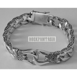 Curb mens 925 sterling silver bracelet chain man celtic art