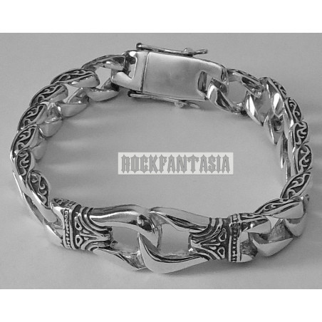 Curb mens 925 sterling silver bracelet chain man celtic art