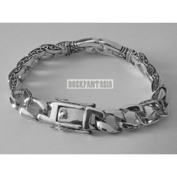 Curb mens 925 sterling silver bracelet chain man celtic art