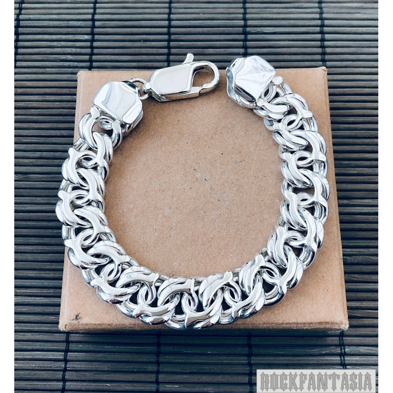 Sterling silver bracelet mens byzantine garibaldi woven