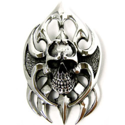 Skull blade pendant sterling silver biker