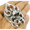 Skull blade pendant sterling silver biker
