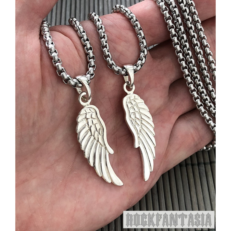Wings pair couple lovers sterling silver pendant chain necklace. Срібні кулони Крила парні для закоханих
