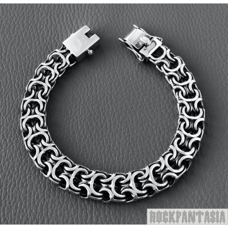 Mens bracelet chain sterling silver woven byzantine heavy wide