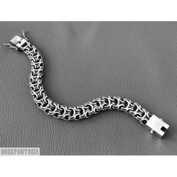 Mens bracelet chain sterling silver woven byzantine heavy wide