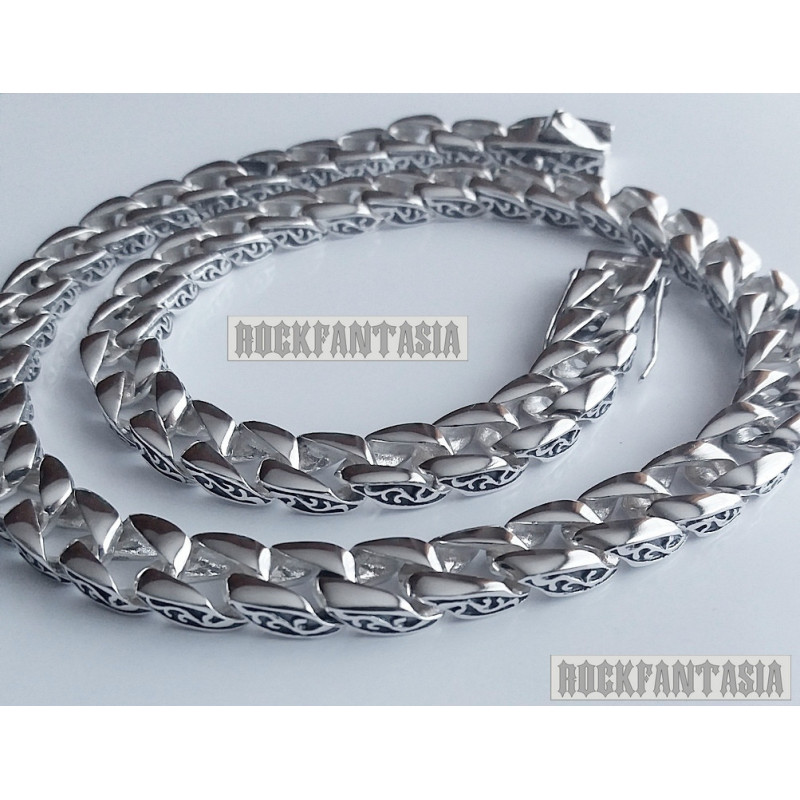 Heavy mens necklace solid 925 sterling silver chain curb huge wide box clasp