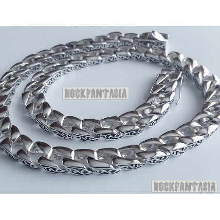 Heavy mens necklace solid 925 sterling silver chain curb huge wide box clasp