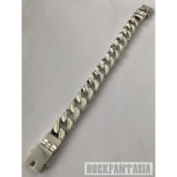 Curb men bracelet 925 sterling silver chain heavy wide links box clasp