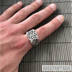 Celtic knot ring mens 925 sterling silver signet heavy