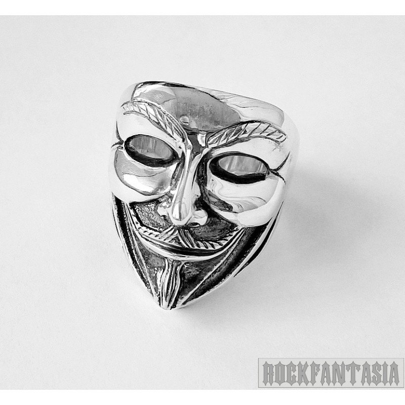 Mask ring sterling silver Vendetta