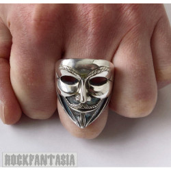 Mask ring sterling silver Vendetta