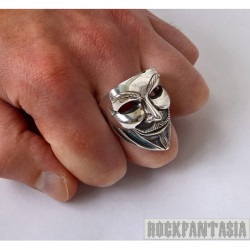 Mask ring sterling silver Vendetta