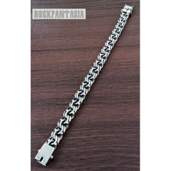Woven byzantine solid 925 sterling silver bracelet chain mens heavy garibaldi bismark gift