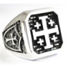 Crusader jerusalem cross ring sterling silver mens signet