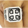 Crusader cross ring sterling silver mens signet