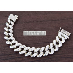 Sterling silver curb cuban bracelet mens heavy huge wide