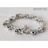 Skull biker mens 925 sterling silver bracelet heavy wide chain