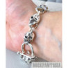 Skull biker mens 925 sterling silver bracelet heavy wide chain, gift for biker, skull clasp