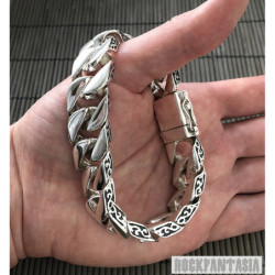 Heavy bracelet wide curb men's 925 sterling silver gift chain box clasp