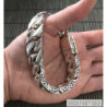 Heavy bracelet wide curb men's 925 sterling silver gift chain box clasp
