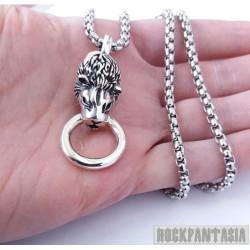 Lion head pendant sterling silver