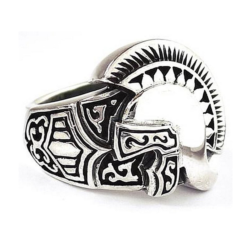 Roman legionary soldier helmet ring sterling silver