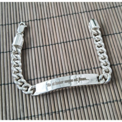 Mens id bracelet sterling silver curb links heavy wide lobster box clasp identity engraving