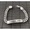 Mens id bracelet sterling silver curb links heavy wide lobster box clasp identity engraving