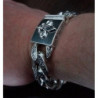 Fleur de lis bracelet mens curb 925 sterling silver chain heavy wide