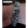 Fleur de lis bracelet mens curb 925 sterling silver chain heavy wide