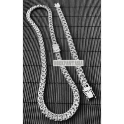 Sterling silver men's bracelet chain set byzantine woven