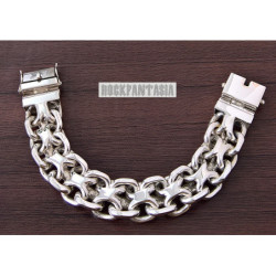 Anchor heavy big double chain bracelet sterling silver wide massive