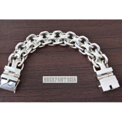 Anchor heavy big double chain bracelet sterling silver wide massive
