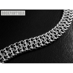 Mens bracelet double chain sterling silver woven byzantine heavy wide box clasp