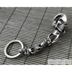 big skull sterling silver keychain mens handmade
