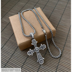 Cross 925 sterling silver pendant mens christian orthodox man necklace chain gift