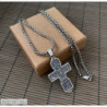 Cross 925 sterling silver pendant men, necklace rolo box chain belcher