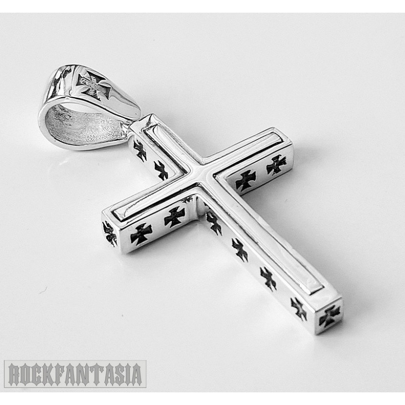 Cross pendant 925 sterling silver men boy, maltese cross, biker rocker pendant cross