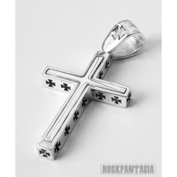 Cross pendant 925 sterling silver men boy, maltese cross, biker rocker pendant cross