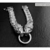Lions head sterling silver bracelet mens heavy wide chain byzantine