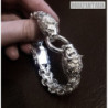 Lions head sterling silver bracelet mens heavy wide chain byzantine