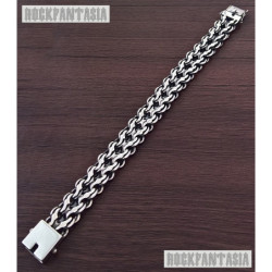 Double stream woven sterling silver bracelet mens heavy wide chain