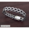 Double stream woven sterling silver bracelet mens heavy wide chain