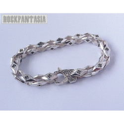 Cross maltese iron men bracelet 925 sterling silver chain biker cube box