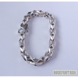 Cross maltese iron men bracelet 925 sterling silver chain biker cube box