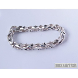 Cross maltese iron men bracelet 925 sterling silver chain biker cube box