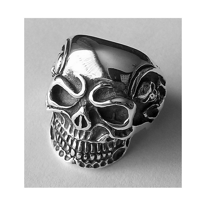 Skull ring biker mens 925 sterling silver heavy big massive